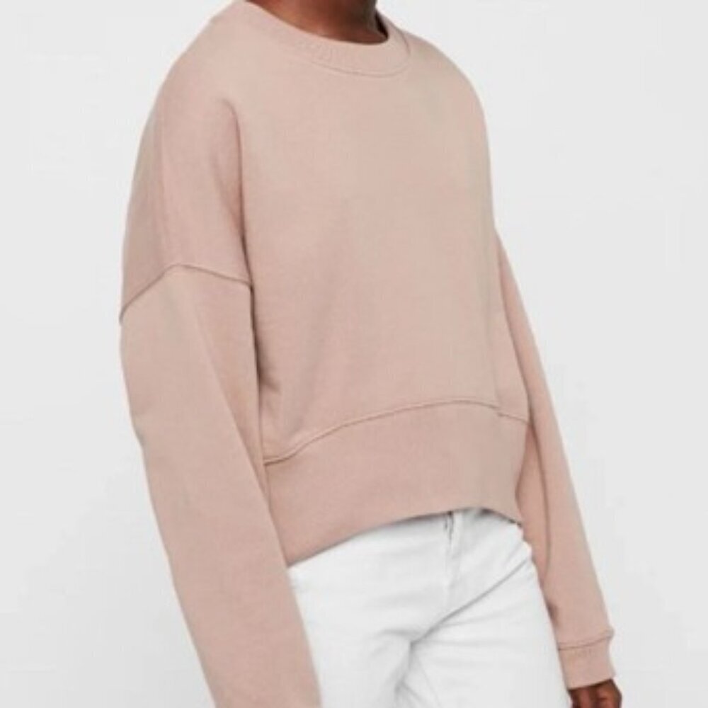 AllSaints Enrico Cropped Sweatshirt with drop shoulder 100% Cotton Size XS